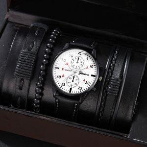 4-en-1 Ensemble Montre & Bracelets Homme - Noir