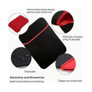 Neoprene Housse pour ordinateur portable et tablette en néoprène  12, 13, 14, 15 pouces - Noir