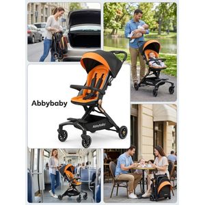 Abbybaby Poussette Bébé Compacte Pliable & Légère - Canopy Pare-Soleil Avec Panier De Rangement
