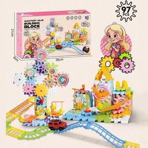 Jeu de construction électrique pour enfants avec engrenages motorisés rotatifs YH