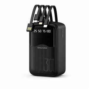 Power Bank 30 000 mAh avec 4 Câbles Intégrés et Indicateur LED