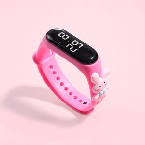 Montre pour Enfants à Motif Lapin Cartoon LED - Étanche, Sportive, Durable, Design Anti-Chute - Rose