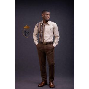 Simple Chemise Homme Élégante Design Africain – Manches Longues – Style Moderne