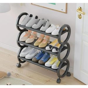 Meuble Étagère à Chaussures Mobile à 3 Niveaux – Rangement Range-Chaussures Moderne avec Roulettes – Support de Rangement Gain de Place pour Entrée et Chambre