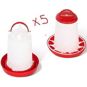 Lot De 5 Mangeoires Anti Gaspillage 10KG Et 5 Abreuvoirs 10 Litres