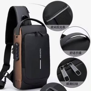 Sac de poitrine antivol pour hommes, sacs initiés, chargement USB, sac à bandoulière, sac à bandoulière Oxford pour messagers de court voyage scolaire GT