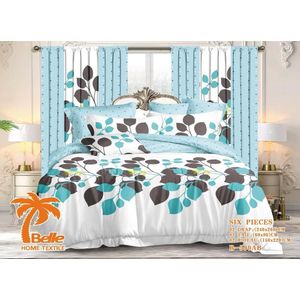 Belle Lot de 2 Draps 2Taies et 2rideaux - Confort et Élégance pour Lit 3 Places