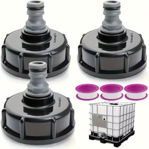 Ensemble de 3 adaptateurs IBC comprenant un connecteur de 1/2" et 3 joints en PTFE
