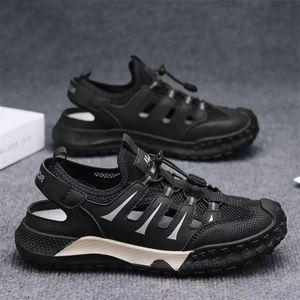 VANHUHU Sandales Mules Respirantes pour Hommes Chaussures Ouvertes Décontractées Noires