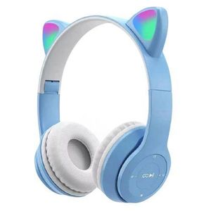 Casque Bluetooth P47 Avec Oreilles De Chat - bleu