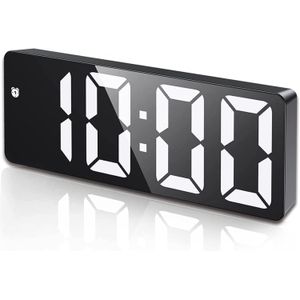 TodyJeyHo Réveil numérique LED intelligent : veilleuse électrique avec 3 niveaux de luminosité réglables, horloge de bureau à commande vocale avec affichage de la date/mois/température, alimentation par USB/batterie pour chambre à coucher