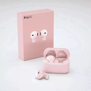 Pro Écouteurs Sans Fil 5S Bluetooth – Couleur Rose – Neuf – Design Élégant et Confortable