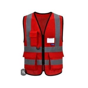 Gilet de Sécurité Rouge Haute Visibilité – Multipoche avec Bandes Réfléchissantes – Taille Universelle – Pour Travaux et Chantier