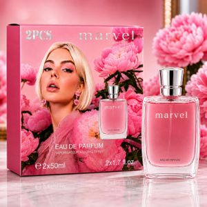 Marvel Pink Bloom Eau de Parfum Femme – Coffret 2 x 50 ml – Parfum Floral Longue Tenue – Naturel – Idée Cadeau Femme