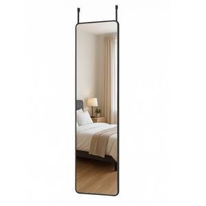 LASA Miroir rectangulaire pleine longueur à fixer au mur ou à la porte avec cadre en alliage noir encre