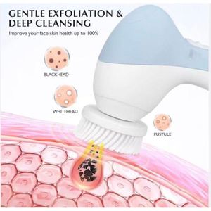 Brosse Nettoyante Visage Électrique 5 en 1 - Appareil Anti Points Noirs - Nettoyage en Profondeur, Massage et Exfoliation - Pour Femme