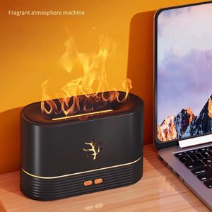 Diffuseur d'arômes d'air à flamme colorée, humidificateur, mini diffuseur d'huiles essentielles silencieux pour la maison et le bureau, noir