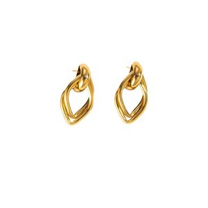 Boucles d'oreilles géométriques torsadées multicouches avec cercles dorés - Style 4