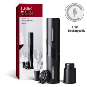 Tire-bouchon électrique pour bouteille de vin avec bouchon à vide, coupe-film, bec verseur (ensemble tire-bouchon électrique 4 en 1)