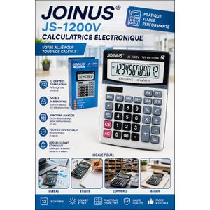 Calculatrice électronique JOINUS JS-1200V 12 chiffres – Grand écran – Solaire et pile