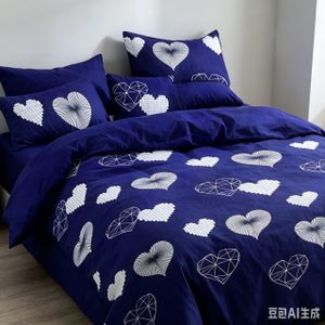 Mika Parure de lit Trois Places, 2 draps 240×260cm + 2 taies d'oreiller 60×80cm, literie imprimée