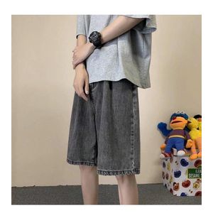 Dou-color Jeans à jambes droites pour hommes - noir gris