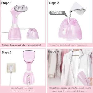 Chigo Défroisseur Vapeur, Fer à Repasser Portable 1500W 360ML Défroisseur à Main Vapeur à Vêtements (rose)  HG