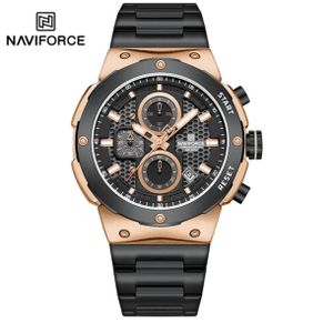 Naviforce Montre Homme De Luxe à Quartz Avec DATE , En Acier Inoxydable, Très Tendance, Idéal Pour Le Business Nouvelle Collection NF8072