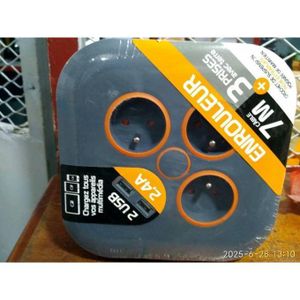 enrouleur domestique zenitech 2 usb 7m NH