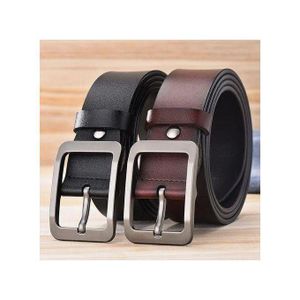 ENSSEMBLE de 02 CeintureS en cuir véritable NPOIR ET MARRON VV