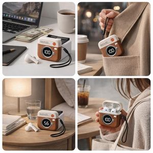 Écouteurs Bluetooth avec Boîtier Digital – Son Hi-Fi & Design Compact