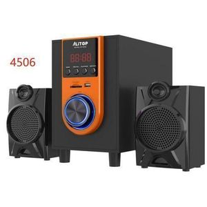 ALiTOP Woofer SP-4506 Home Cinéma - Chaîne HI-FI - Orange & Noir