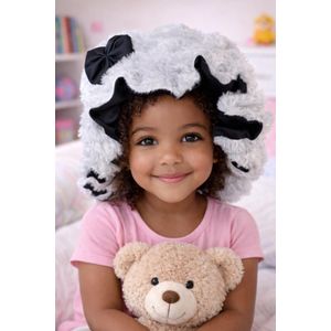 Mode Bonnet satin/fourrure rose - Enfant