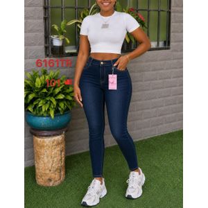 Pantalon Jean Skinny Taille Haute -  Bleu