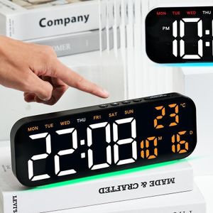 Horloge Réveil Digital Électronique Multifonction GH9015 - Grand Écran LED Vert - Affichage Date, Température Et Jours De La Semaine - Double Alarme Intégrée