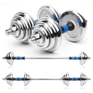 Kit d'Haltères et Barres de Musculation Modulable 20 kg (Chrome)