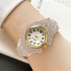 Montre Femme Quartz Rose Gold à Strass – Bracelet Manchette Cristal