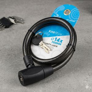 Antivol à Câble KmtStyle - Ø14mm x 700mm - Haute Résistance avec Gaine de Protection - Serrure à Clé Sécurisée 