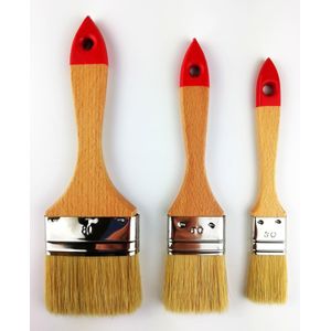 Lot de 3 pinceaux plats manche vernis