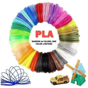 Filament pour stylo d'impression 3D, 20 couleurs, 5 mètres, matériau spécial pour stylos d'impression 3D