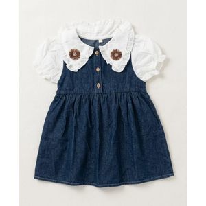 Robe en jeans bleu pour fille de 2 à 3 ans manche bouffante