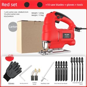 Scie sauteuse électrique à 6 vitesses avec 10 lames de coupe de bois, coupe en biseau à 45°, scie sauteuse (kit standard officiel)
