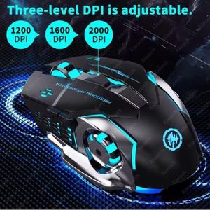 Souris De Jeu Sans Fil USB Double Mode Rechargeable 7 Boutons 2.4Ghz Bluetooth Silencieuse