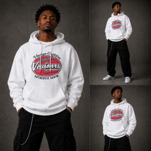Sweat à Capuche Homme Blanc Imprimé Vintage – Style Urbain Moderne
