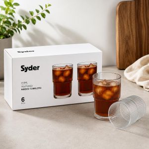 Syder – Verres Nervurés Premium 410ML – Ensemble de 6 Pièces