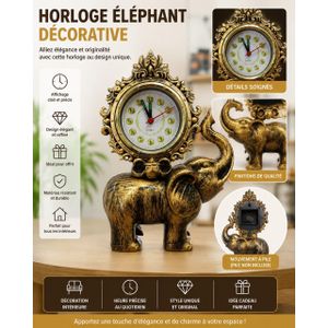 Horloge de Table Décorative Éléphant Vintage
