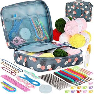 TodyJeyHo Kit de crochet pour débutants adultes, 58 pièces, kit de tricot pour débutants comprenant du fil à crocheter, des crochets ergonomiques, des fournitures et outils de tricot pour voyages, loisirs créatifs DIY.