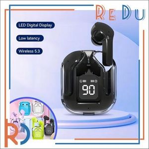 1 Set D’écouteurs Sans Fil 5.3 Transparent  Silicone In-ear, Sport Gaming Casque HIFI Stéréo LED Affichage Numérique Cadeau D’anniversaire