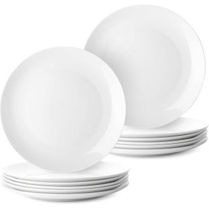 - Lot de 12 assiettes plates blanches de 26,7 cm - Assiettes blanches en vrac - Assiettes plates blanches - Assiettes plates en porcelaine blanche