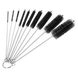 TodyJeyHo Brosses de nettoyage, ensemble de brosses en nylon de 8 pouces, nettoyeur pour bouteilles à col étroit et tasses avec crochet, ensemble de 10 pièces, noir